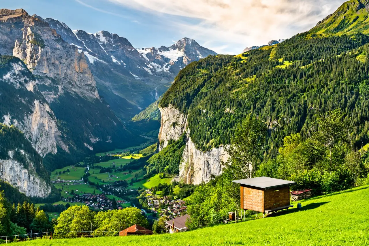 Swiss Alps mountain peaks with snow